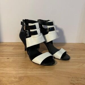 Nine West Black &  White Women's Ankle Strap Heels (Size 7)